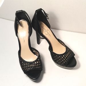 Jessica Simpson Womens beeya5 Fabric Peep Toe Ankle Strap D-Orsay Pumps